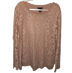 Nuevo con etiquetas Top de encaje Adrianna Papell para mujer cálido rubor rosa floral manga larga talla XXL - Imagen 1 de 8