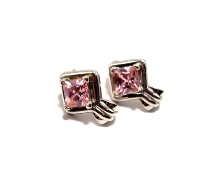 Ross Simons 925 Sterling Silver Pink Drop Earrrings - Image 1 of 4
