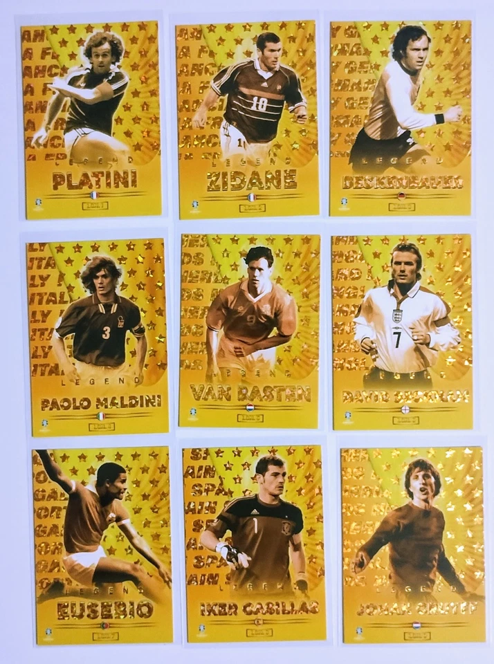 EUROCUP ALEMANIA 2024 Cartas Leyenda EF - Juego Completo 9/9 Lámina Dorado ZIDANE PLATINI Foto 1 de 3