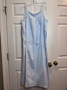 The 1 for U Nightgown Sz 2XL Blue Cotton Long Lace Embroidery Cottagecore Straps - Picture 1 of 14