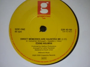 eddie holman sweet memories/groovin at go go  uk grapevine orig 45 northern soul - Picture 1 of 2