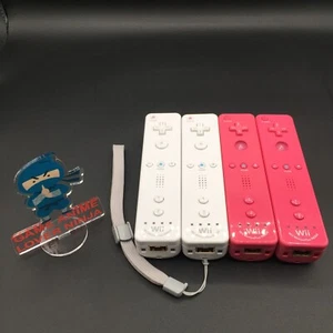 Nintendo Wii Remote Controller Motion Plus Inside Pink White Lot of 4 Tested - Picture 1 of 17