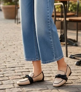 Alex Marie Damengröße 10 hellbraun schwarz Schleife Penny Halbschuhe Leder adrette - Bild 1 von 6