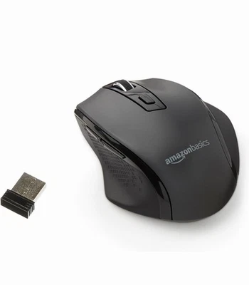 Amazon Basics Computer Mouse Wireless, Ergonomic, 2.4 GHz Optical Black - Image 1 of 4