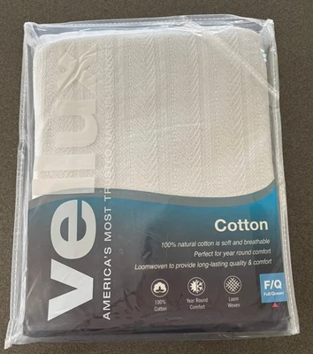 COBERTOR DE CAMA VELLUX 100% algodão natural completo/rainha, branco, 90x90 respirável NOVO - Imagem 1 de 4