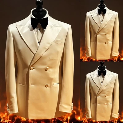 Chaqueta para hombre con solapa de pico 2 piezas trajes formales de negocios blazer boda novio abrigo Foto 1 de 4
