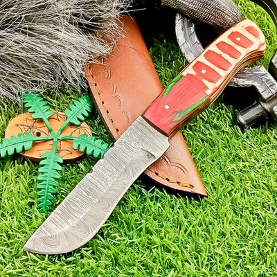 CUSTOM Handmade Damascus Steel blade Skinner knife Camping Hunting Knife TN-9111 - Image 1 of 4