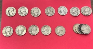 18 Varied Mints Estate Washington 90% Silver 1936-1964 USA Quarters - Picture 1 of 14