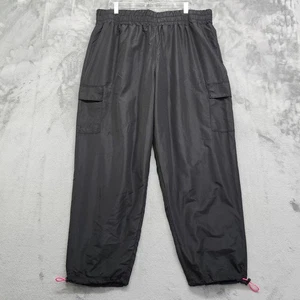 No Boundaries Pants Womens XXXL Black Pink Bungee Parachute Cargo Lined Pull On - Picture 1 of 11