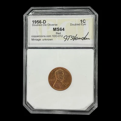 1956-D Doubled Die Obverse PCI MS UNC "Double Eye" Error DDO Lincoln Cent Penny - Image 1 of 2