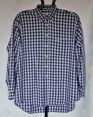 SHIRT VINTAGE AUTHENTIC THOMAS BURBERRY PLAD BLUE COTTON MEN'S DRESS US XXL - Image 1 of 4