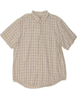 CHAPS Mens Short Sleeve Shirt 2XL White Check Linen DB12 - Image 1 of 3