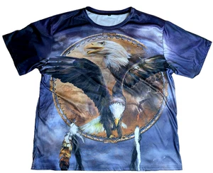 American Bald Eagle Western USA Double Sided Purple T-Shirt - Mens 3XL XXXL - Picture 1 of 8