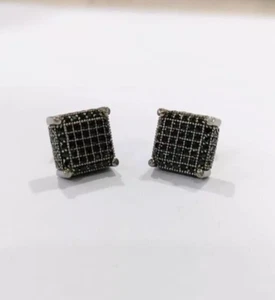 2.50 KT Nero Diamante Borchie Orecchino 1.50 MM IN Nero Rodio AAA Certificato - Picture 1 of 5