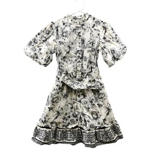 Abito Camicia Joie Taglia 4 Floreale Avorio Manica a Sbuffo A-Line Cintura Demure Femminile - Foto 1 di 10