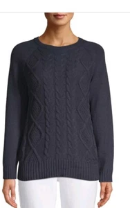 Jillian Nicole Cable Knit sweater Midnight Navy Blue 59440 Size Small - Picture 1 of 3