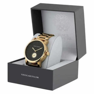 Vince Camuto The Cadet VC/1109BKGP Men's 44mm Gold Tone S/Steel Dial Watch NEW ❤ - Picture 1 of 4