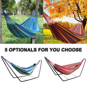 Double Cotton Hammock Optional Steel Frame Stand Combo Swing Chair Home Outdoor