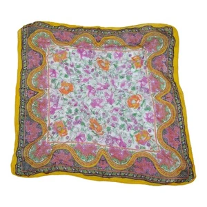 Vintage handgerollter Rand Blumen Taschentuch Schal 20x20 Taschentuch Bandana Kopf Hals - Bild 1 von 6