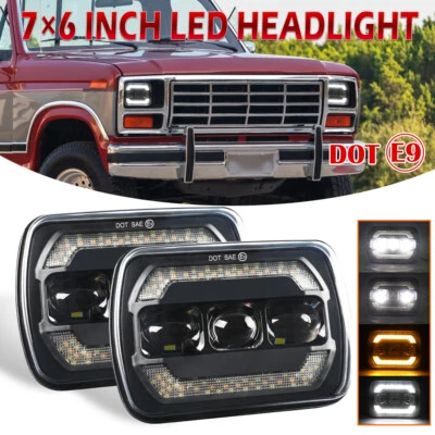 2x 7x6 zoll E-geprüft LED scheinwerfer DRL für 1976-86 Ford F150 F-150 F250 F350 - Bild 1 von 4