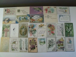 EASTER GREETINGS PRE-LINEN POSTCARD LOT MANY EMBOSSED 1909 UP MOST 100 YRS OLDc - Picture 1 of 11