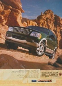 2002 Ford Explorer - "Smoother, Roomier" - Rock Mountain Climb - Print Ad Photo - Picture 1 of 1