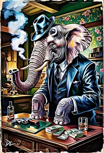 Elefante "Il Mafioso" Stampa Pop Art Originale - Poster 13x19 - Foto 1 di 1