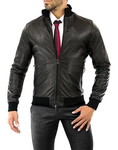 Giacca Giubbotto in di Vera PELLE Uomo Slim Fit Ns Produzione Sped. Gratis 34rz - Foto 1 di 12
