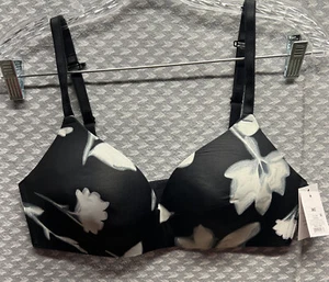 Women’s Auden Lightly Lined Wirefree Ultra Soft Bra Black Floral 36C - Picture 1 of 7