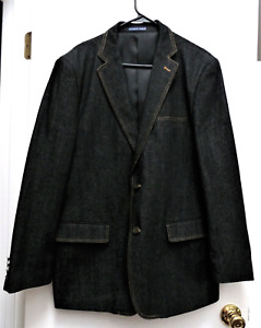 VITTORIA ST. ANGELO Men's Black Dark Wash Denim Blazer . Sz. L . Contrast Stitch