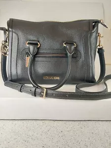Michael Kors Black and Gold Carine Leather Medium Crossbody Satchel Bag - Picture 1 of 15