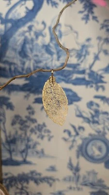 Pendentif Feuille d'Or Filigrane Bijou Vintage - Photo 1/4