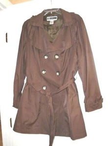 CHAQUETA MUJER~JESSICA LONDON~CINTURÓN~VOLANTES~MARRÓN~ALGODÓN/NYLON~BOTONES talla 16W - Imagen 1 de 10