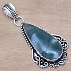 Pendant Moss Agate Gemstone Handmade Mother'day 925 Silver Jewelry 2.25"