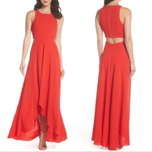 ALI & JAY Red Cut-Out Back Waist Hi/Lo Asymmetric Maxi Gown Dress XL = 14-16 US - Picture 1 of 7