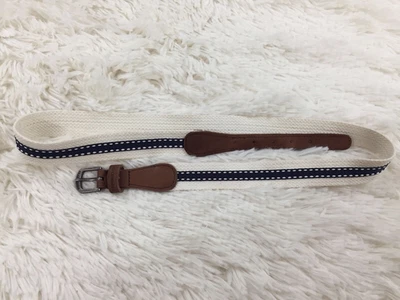 Cinturón Abercrombie Niños Blanco Azul Marino Lona y Cuero Talla Grande/XL Foto 1 de 4
