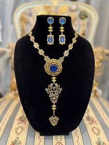 Vintage mit modernem Twist Schmuckset Gold Blau - Bild 1 von 6