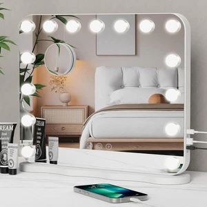 LED Hollywood Makeup Mirror Large Vanity Light Mirror with Dimmable LED Bulbs - Picture 1 of 8