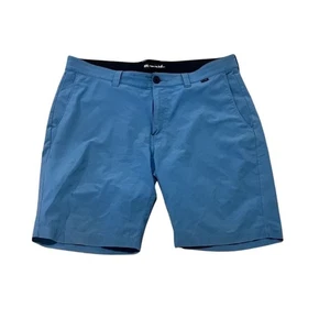Travis Mathew Men's Chino Shorts Size 35 Blue Stretch Summer Casual - Picture 1 of 9