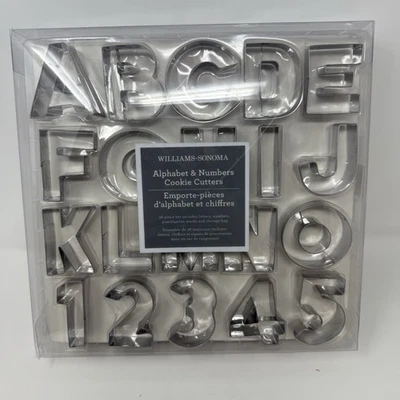 WILLIAMS SONOMA ALFABETO Y NÚMERO CORTADORES DE GALLETAS 37 piezas juego con bolsa de almacenamiento Foto 1 de 4