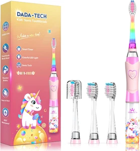 Elektrische Kinderzahnbürste Ab 3-12 Jahre Mit Regenbogen-LED, Timer, Borsten DE - Bild 1 von 6