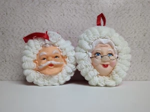 Vintage Handmade 8” Santa & Mrs Claus Face Crochet Head Christmas lot 2 - Picture 1 of 16