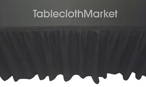 5' ft. Fitted Table Skirting Cover w/ Top Topper Single Pleated Trade show BLACK - Picture 1 of 2