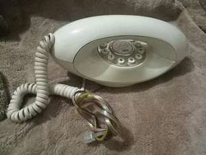 Vintage GENIE PHONE Push Button Telephone Cream Oval Corded Landline - Untested - Picture 1 of 15