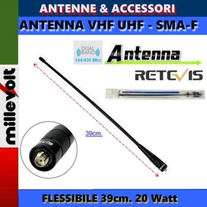 RHD-771 RETEVIS ANTENNA FLESSIBILE 39cm 144/430Mhz SMA-F BAOFENG UV5R UV82 GT3 - Zdjęcie 1 z 3
