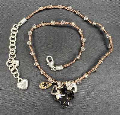 Брайтон ожерелье Swarovski кристалл подвеска бисером плетеный коричневый шнур, 17» длиной - Изображение 1 из 4