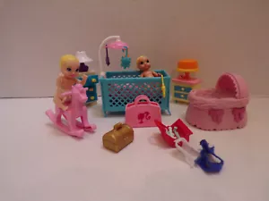 Barbie 2 Twin Boys~Rocking Horse~Crib Toys~Bassinet~MD Bag~Purse~Furniture~K5 - Picture 1 of 6