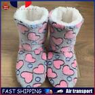 Fluffy Slipper Sock Cozy Fuzzy Bed Socks For Autumn Winter (Grey Pink Heart) Fr