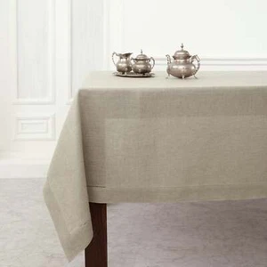 Solino Home 100% Pure Linen Tablecloth Summer Dining Solid Classic Hemstitch New - Picture 1 of 167