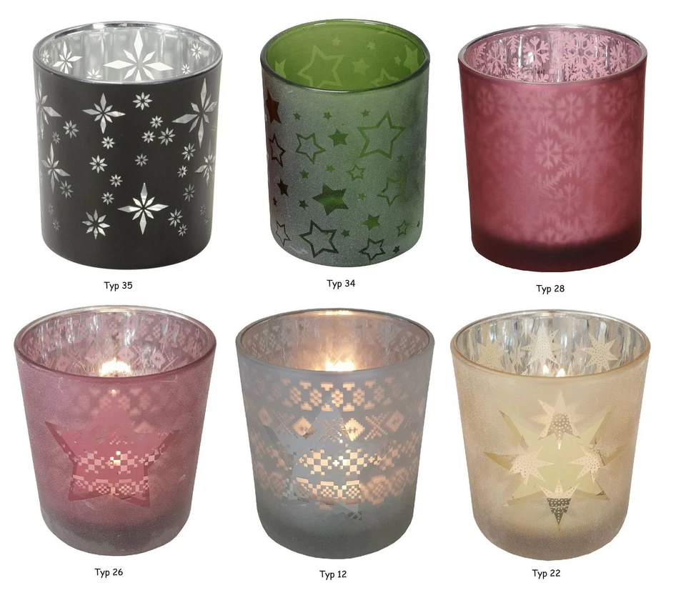 Windlicht Teelichthalter aus Glas ca. 7 x 8 cm Herbst/Winter - Bild 1 von 1